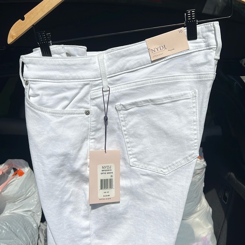 NYDJ White Straight Jeans Size 10